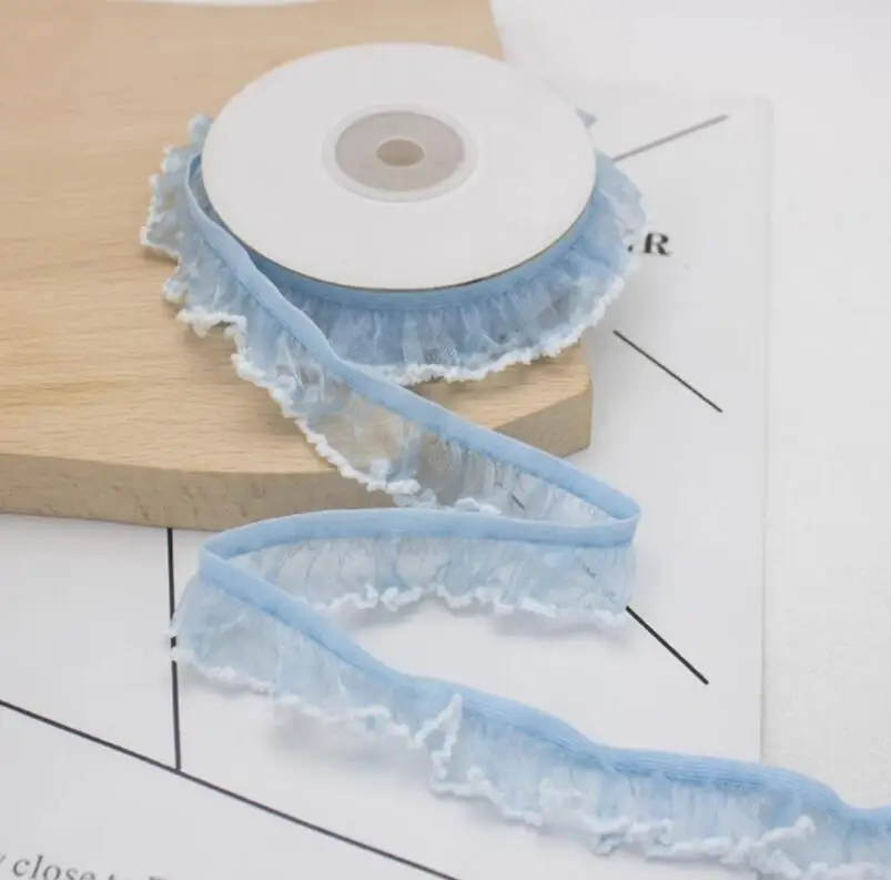 Lace Ribbon Lace Fabric Lace Sewing Accessories Lace Sewing Supplies Lace Accessories Lace Garment Accessories 2 Meters Apparel Sewing DIY Elastic Ruffle Lace Trim Pleated 2cm