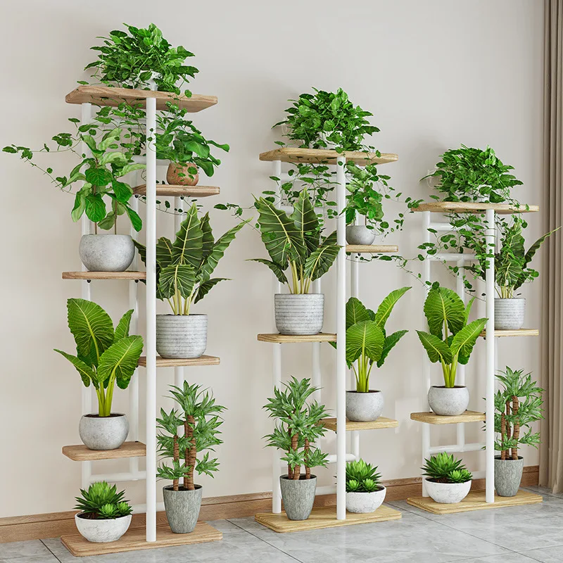 Simple iron storage rack indoor living room outdoor gardening multi-layer floor to ceiling balcony flower rack