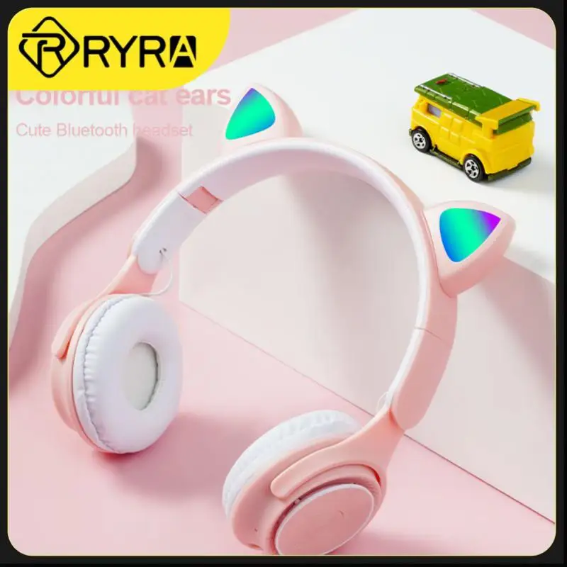 

Wireless Earphone Led Light Effect bluetooth-compatible Luminous Subwoofer Stereo Sports Headphones Cat Ear Headset Tws Earbuds