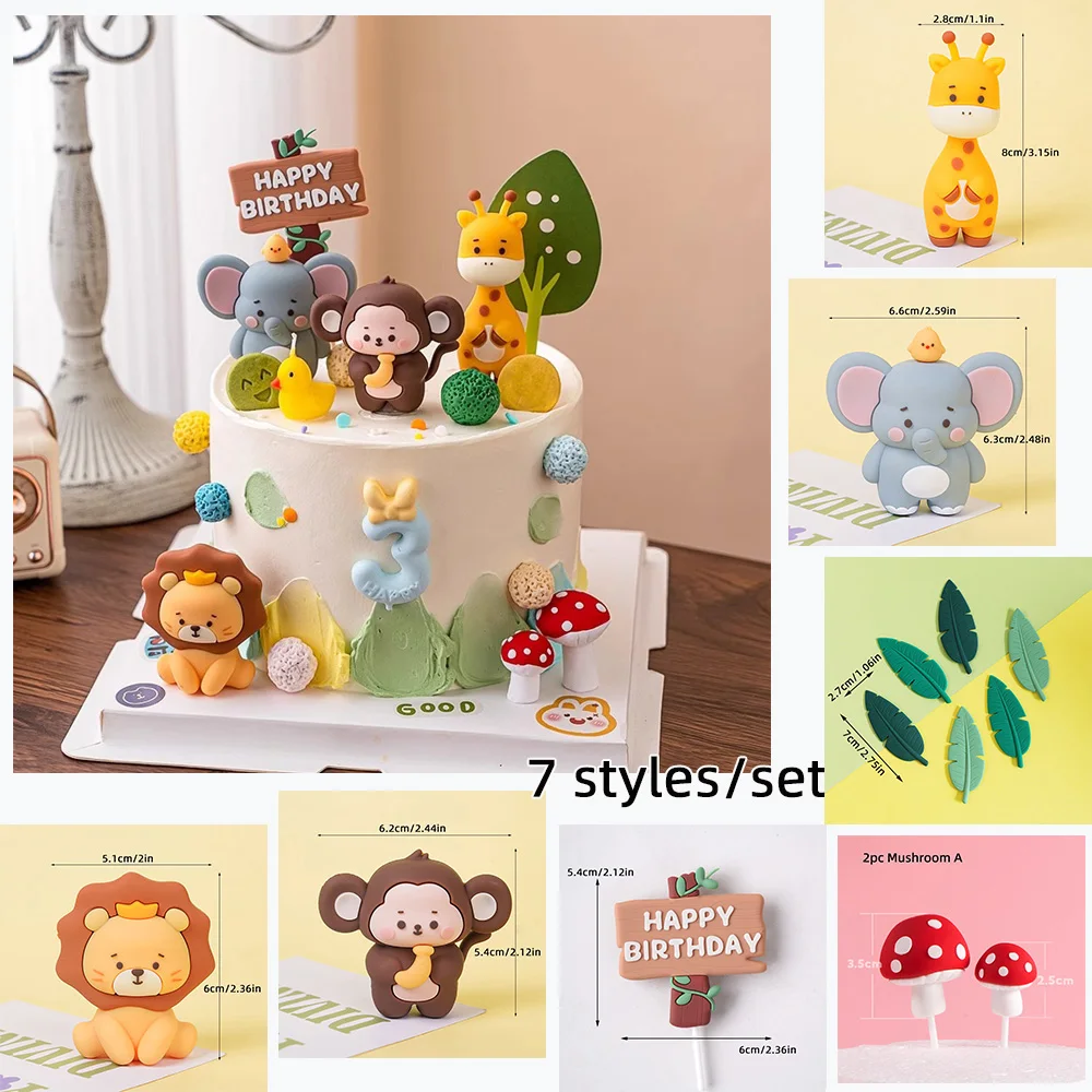 Jungle dieren taarttoppers, dieren verjaardag, taartdecoratie, safari