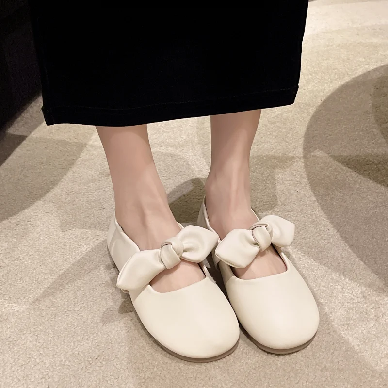 

Women's Shoes 2023 New Mary Janes Women's Flats Sweet Casual Flats Women Butterfly-knot Solid Soft Bottom Slip-on Shoes Female