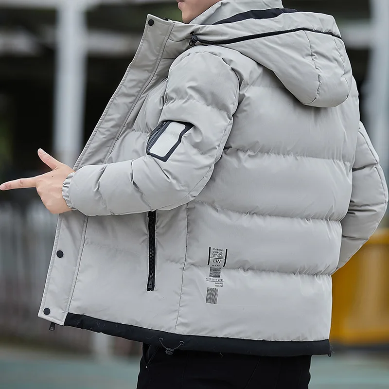 Men's Fashion Large size Winter Coat Youth Trend Thickened Padded Workwear Warm Jacket  Autumn Jacket with Hood Korean Clothes