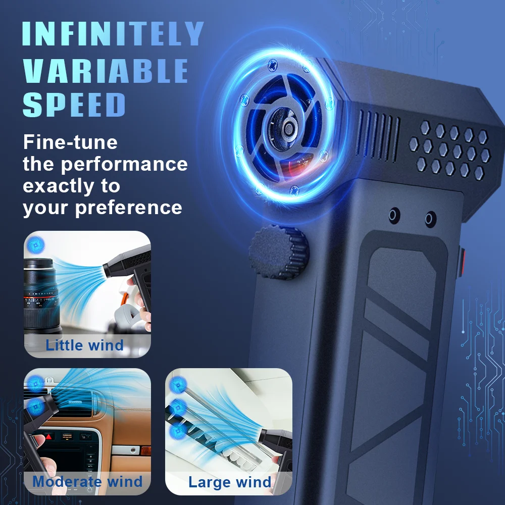 Air Blower 140000RPM Turbo Jet Fan Power Display Powerful Computer Dust Blowing Cleaning Tools Type-C Recharging Portable Blower 2