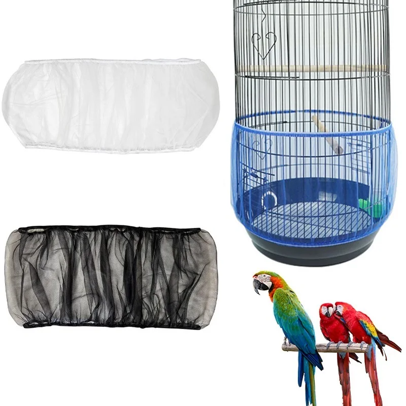 Mesh Bird Cage Cover Skirt Net - Stretchy Easy Cleaning Catcher Guard Parrot Bird Cage Net Jaula Para Pajaros NLZ01_voghion.com