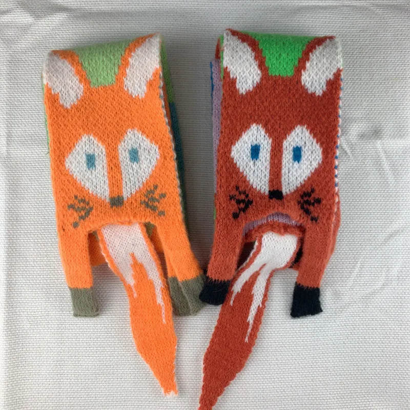 Baby Scarf Boys Girls Knitted Neck Warmer Korean Cartoon Fox Rabbit Shape Children Autumn Winter