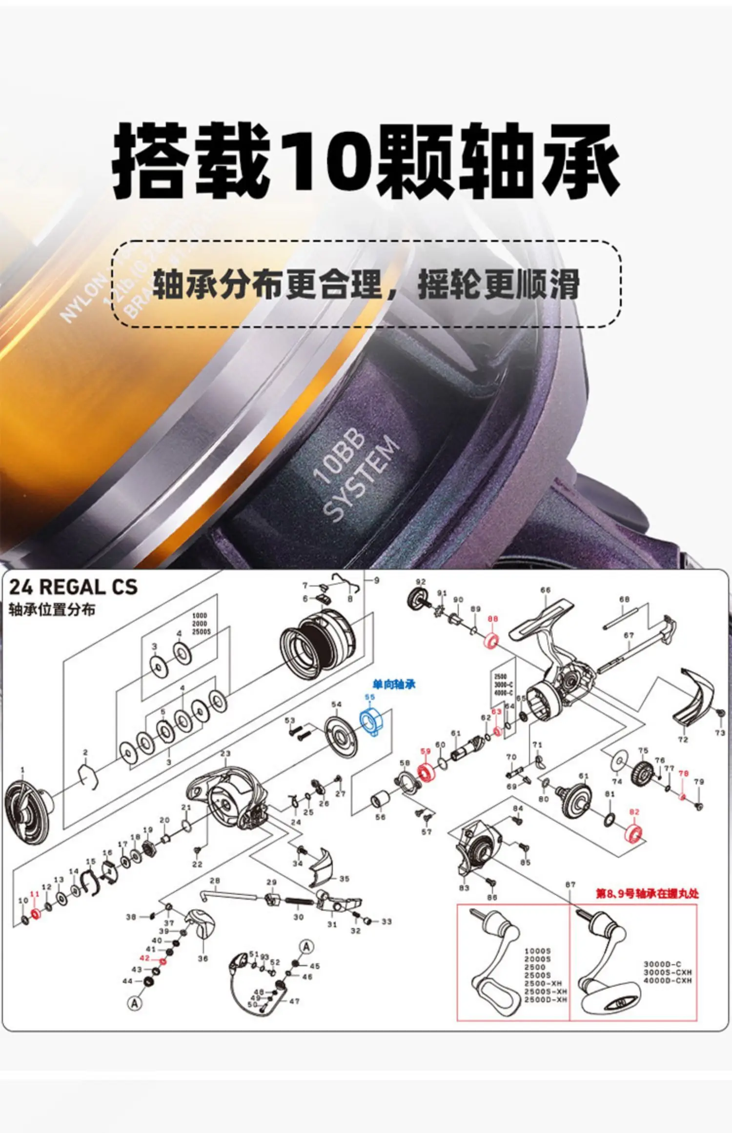 2024 DAIWA REGAL CS LT Spinning Angelrolle 9 + 1BB Max Drag 5-12 kg Angelrolle Tackle – Detail 4