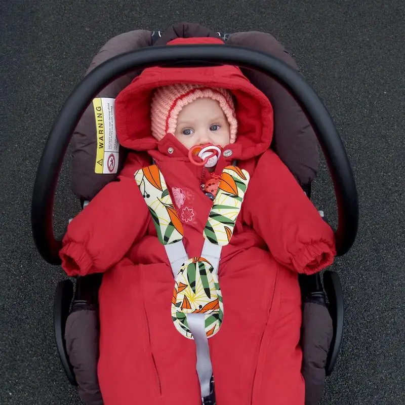 Kid Car Seat Strap Cover Set Safety Belt Kids Soft Seat Belt Cover Cute Strap Pads With Crotch Pad Anti-Slip Cushion