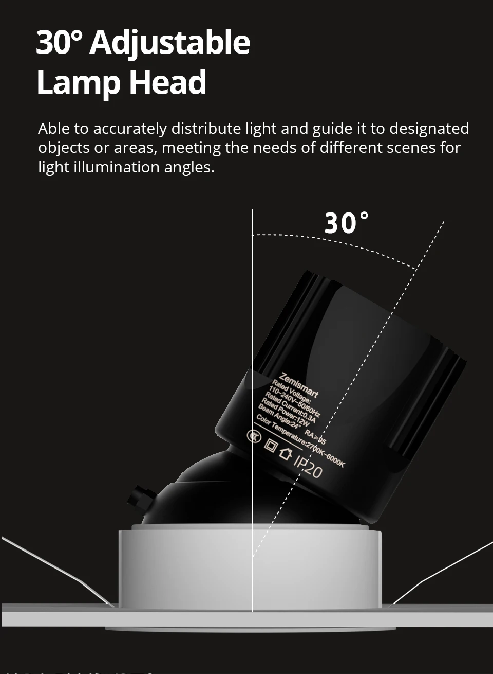 Zigbee Smart LED Spotlight Anti-Glare Dimmable Ceiling Light Works with Tuya Sma