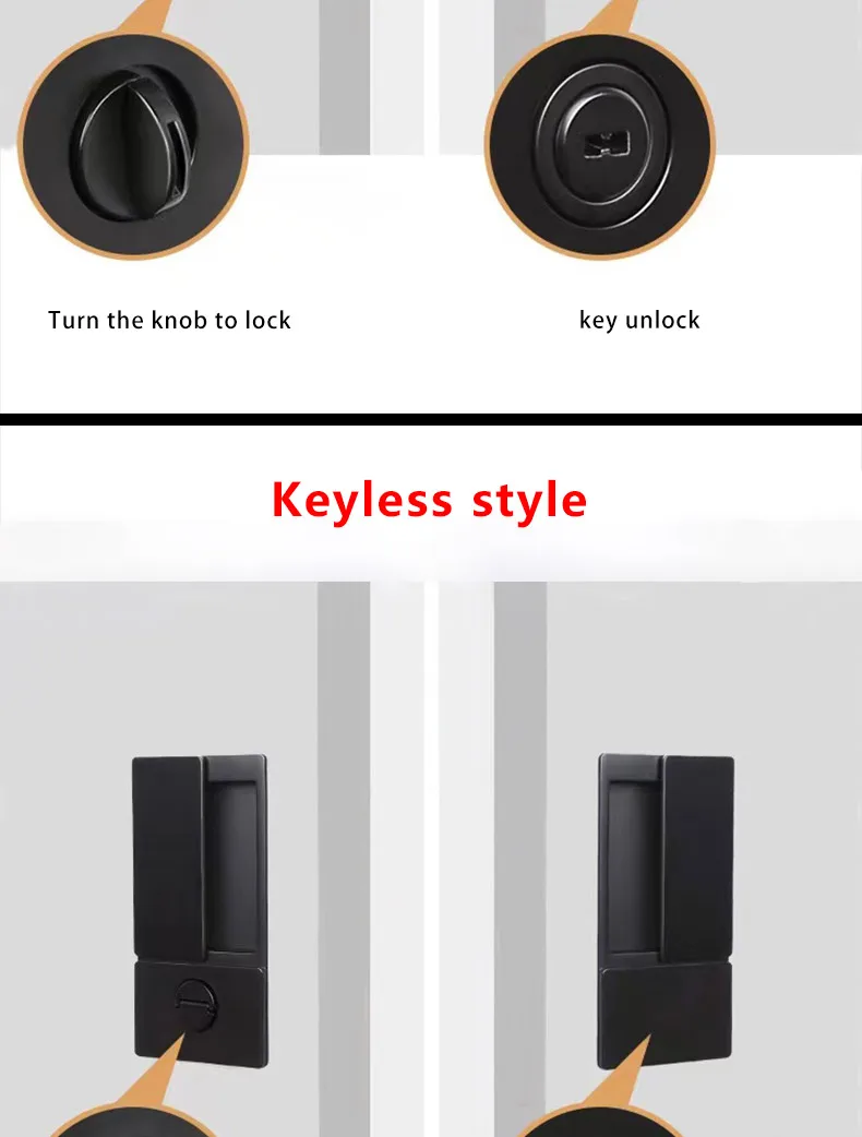 2023 New Handleless Flat Lock Modern Bedroom Magnetic Recessed Door Handle Silent Push-Pull Golden Invisible Sliding Door Lock