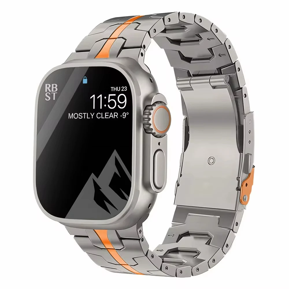 Premium Titanium Metal Strap for Apple Watch - Elegant Link Bracelet