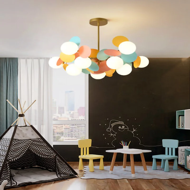 

Nordic Modern Chandelier Lighting Glass Ball LED Pendant Lamp For Kid Bedroom Child Living Home Colorful Decor Indoor Fixture