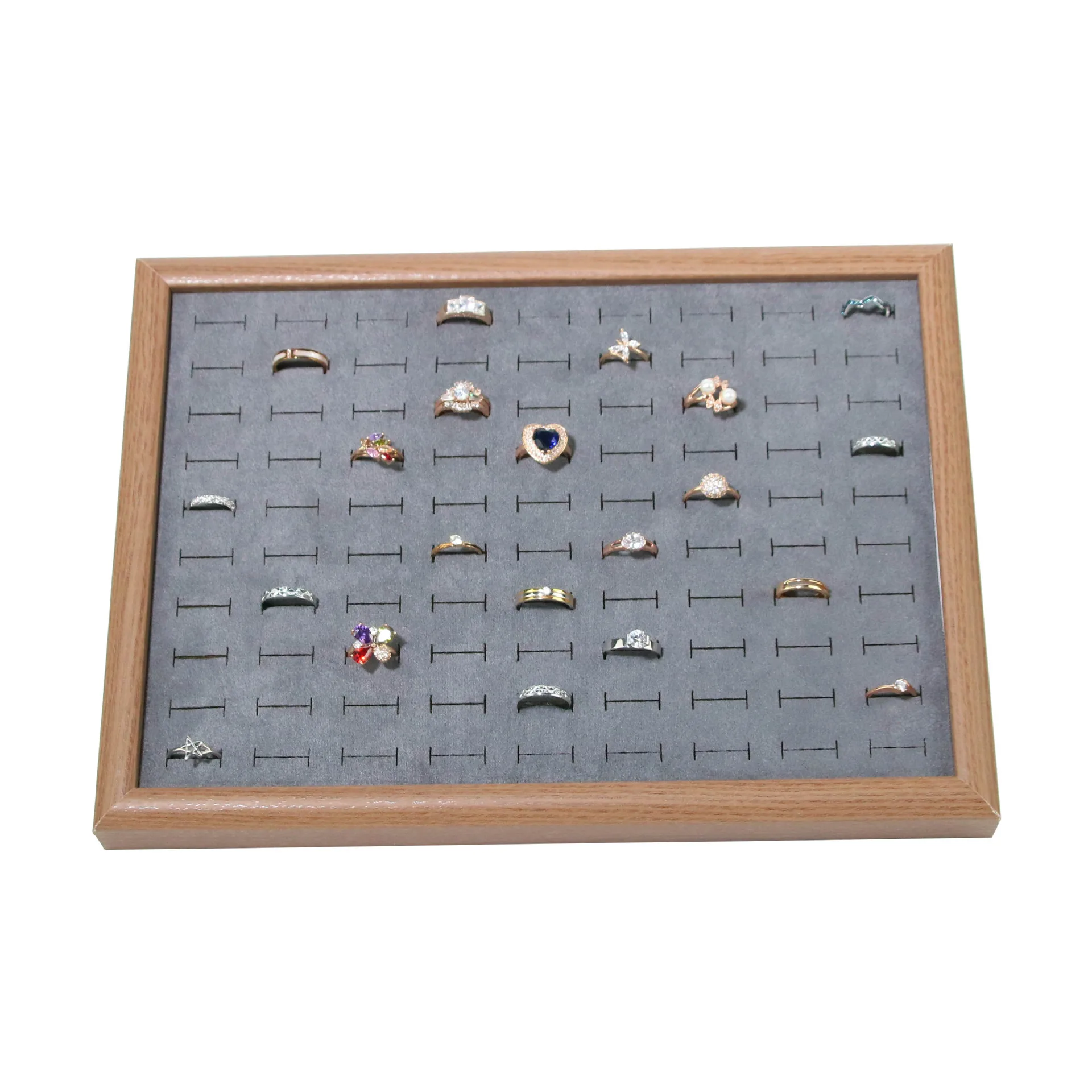 Wood Jewelry Plate 99 digit Ring Display Tray Ear Stud Storage Box Jewelry Display Prop Ring Earring Organizer
