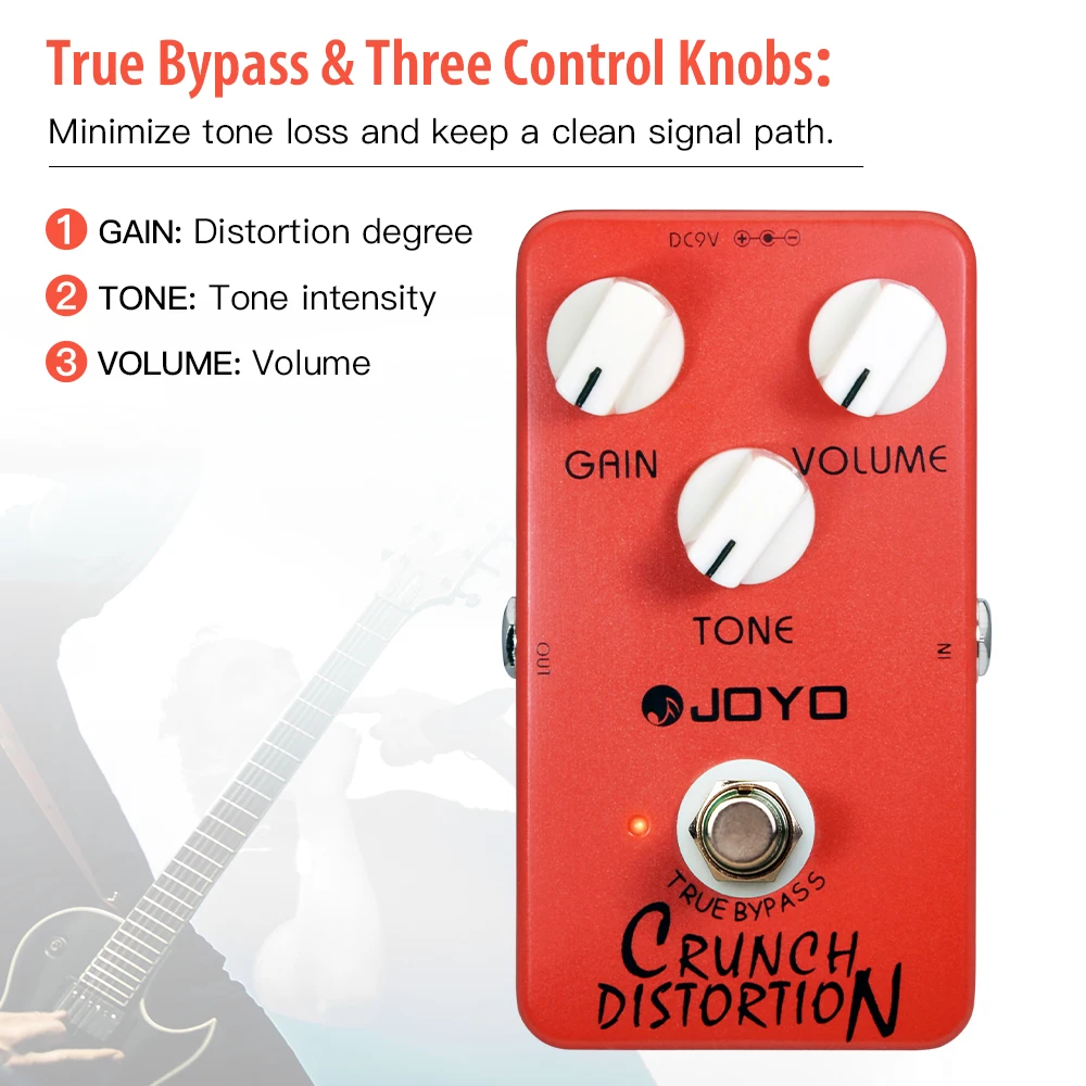 JF-03 CRUNCH DISTORTION British Classic Rock Distortion Pedal from Clean Boost t