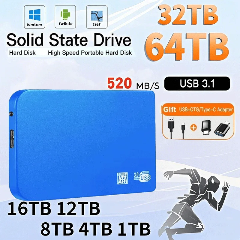 Para Xiaomi 1TB disco duro móvil SSD portátil 2TB discos de estado sólido de alta velocidad USB 3,1/disco duro tipo C para ordenador portátil/MAC/PC 1