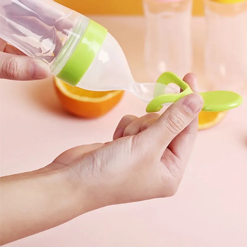 Silicone Milk Bottle Baby Rice Cereal Bottle Squeeze Spoon Children's Food Supplement