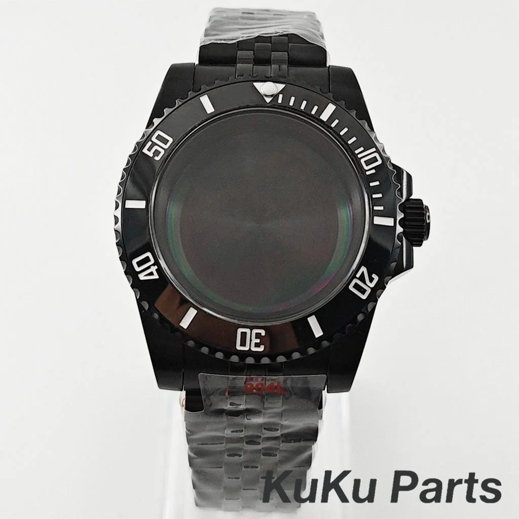 Black Purple GMT Bezel Watch Case with PVD Black Jubilee Bracelet and Sapphire Crystal