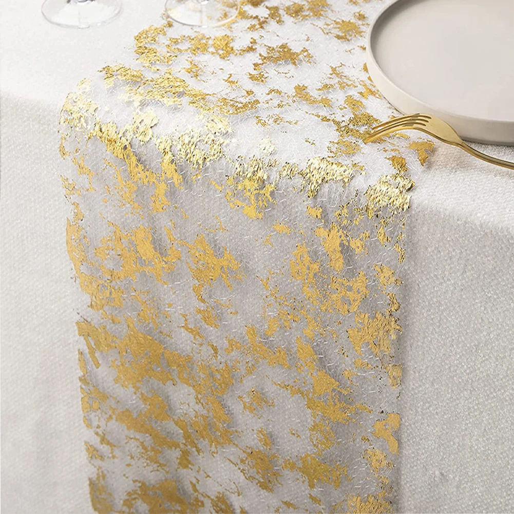 

Table Runner Glitter Sequin Shinny Golden Tablecloth 28*1000cm Polyester Mesh Table Decoration Party Wedding Decoration