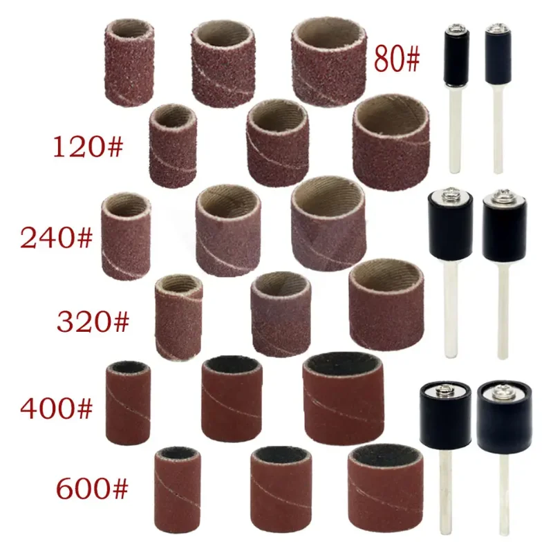 

100pcs Sanding Drums Kit Sanding Band Sand Mandrels 80/120/180Grit Fit Nail Drill Rotary Abrasive Tools