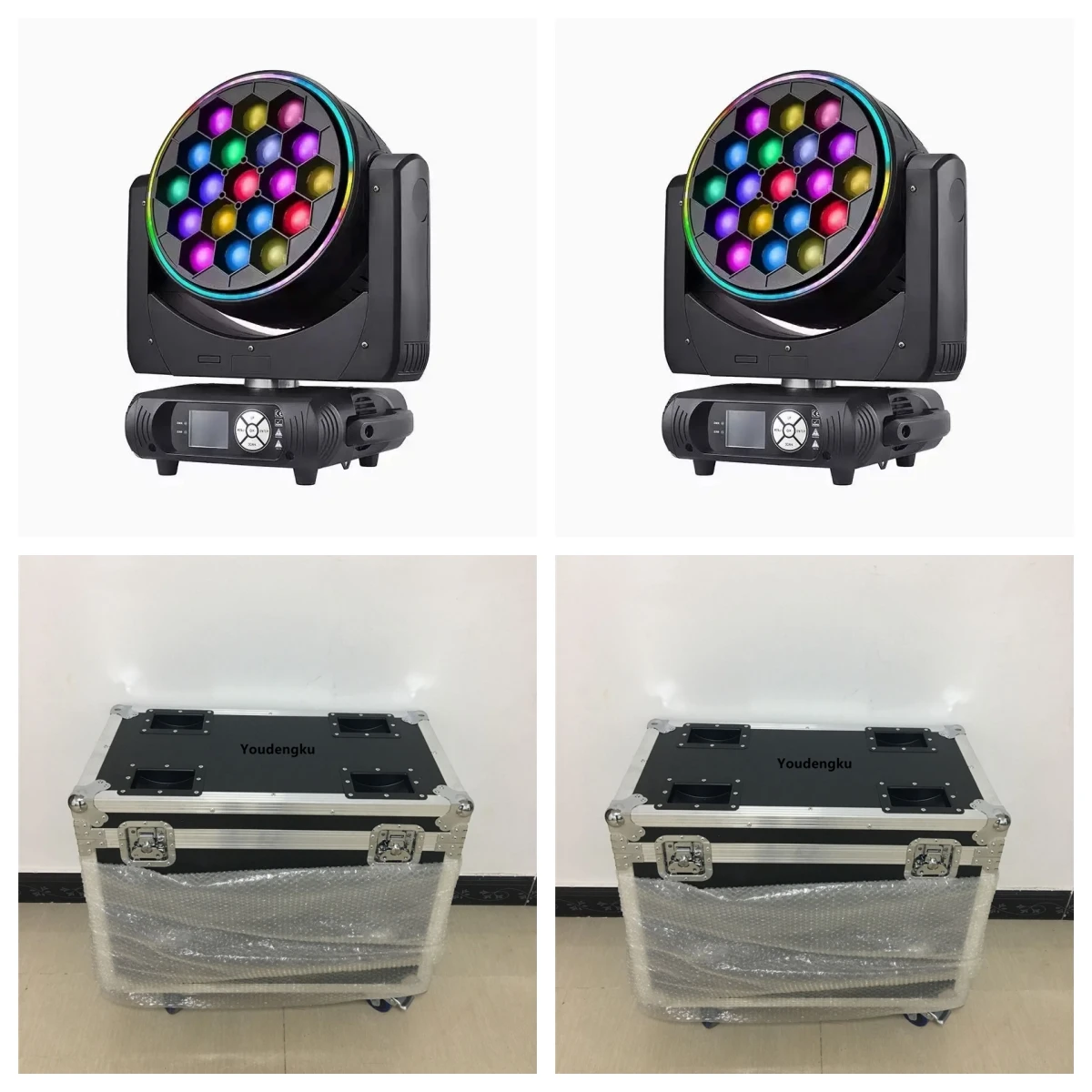 

4pcs with roadcase strong power LED moving head beam 19x40w 4in1 rgbw bee eye led moving head dj light with zoom event stage