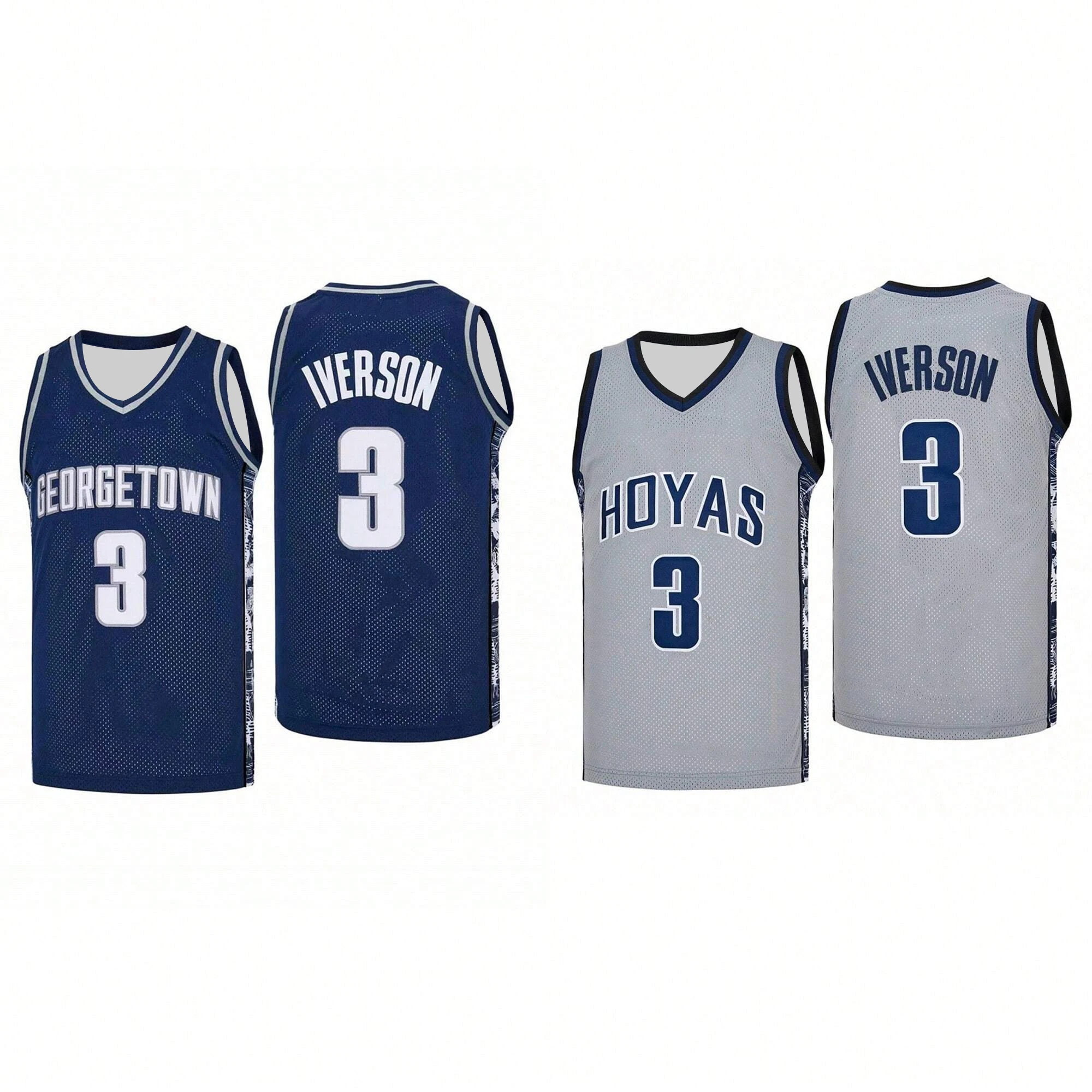 Men's Georgetown Collegiate Athletic Iverson retro basketball jersey adult training ball shirt men clothing tee tops