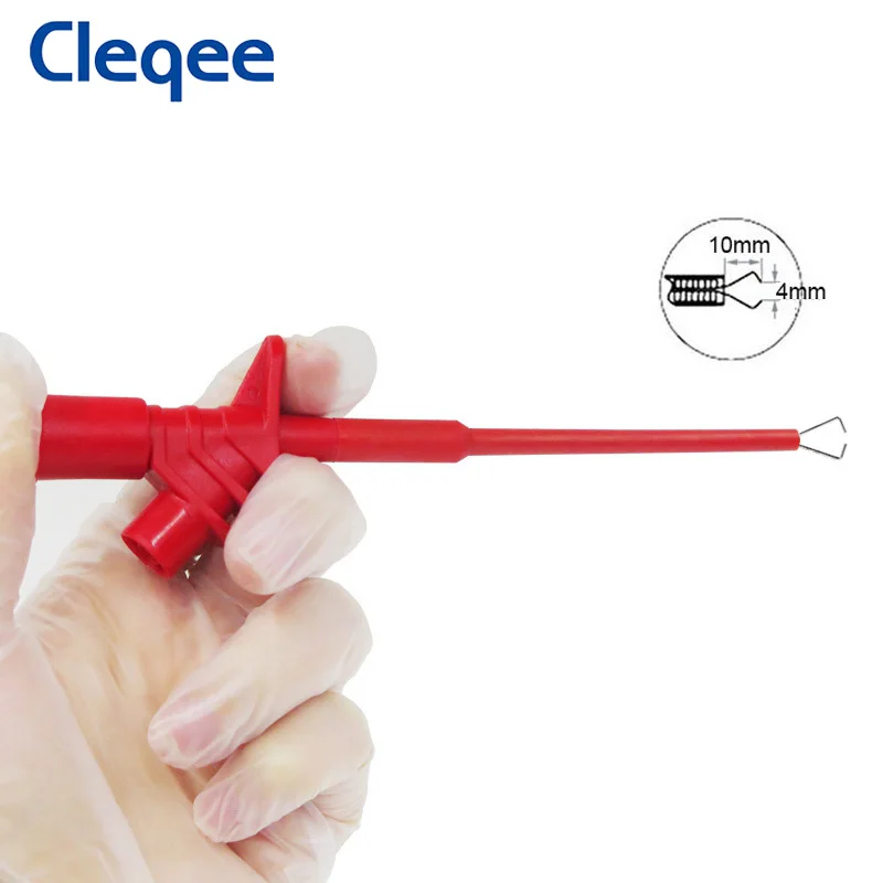 Cleqee P5004 2PCS Professional Test Hook Clip 10A 1000V High Voltage Insulated Quick Testing Probe Electrical Testing Tools