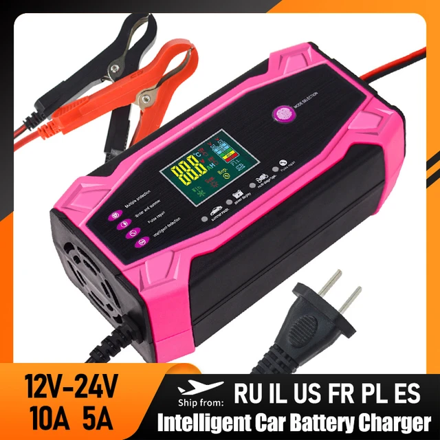 Chargeur de batterie pour voiture, SUV, moto, camion, réparation  d'impulsions, support en gel, batterie au plomb sèche, 10A, 12V, 10A, 24V,  5A - AliExpress