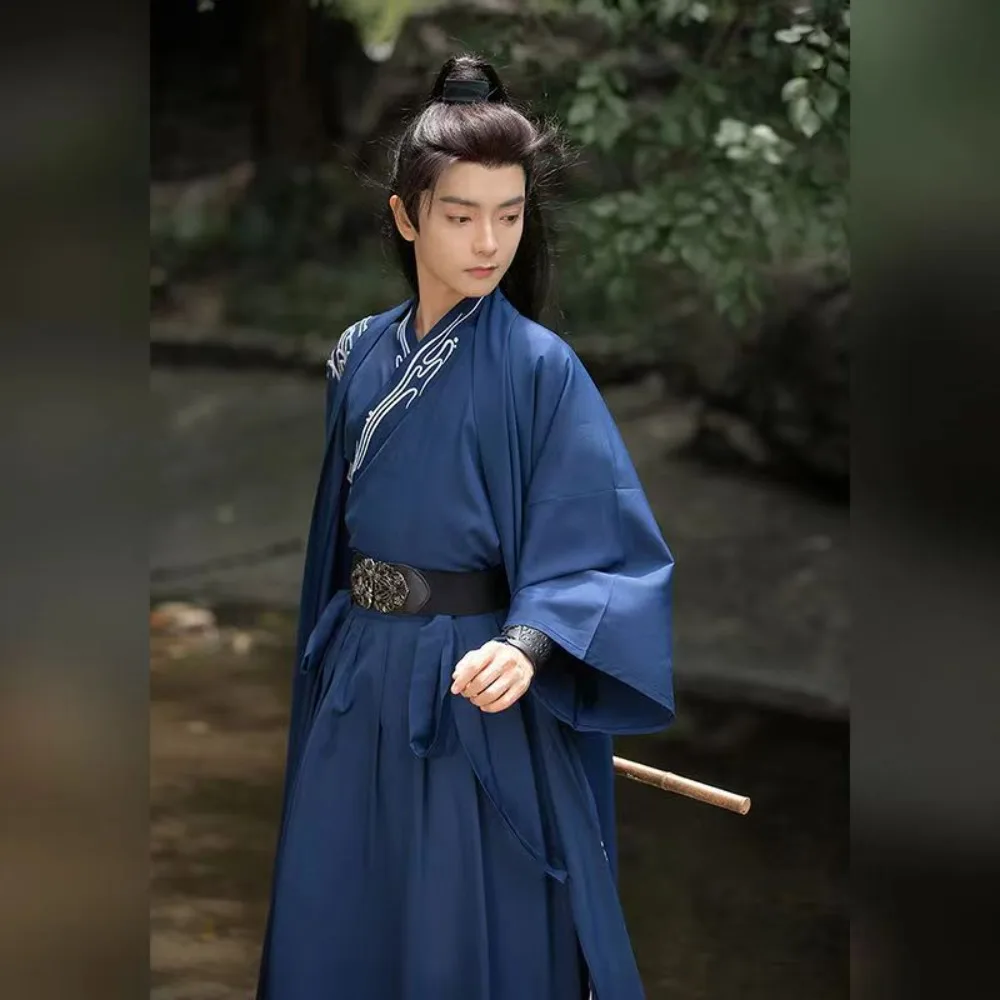 Hanfu Song Dynasty Outfits Men Black Blue Hanfu Men's Chinese Traditional Chinese Traditional Clothes for Men for Cosplay