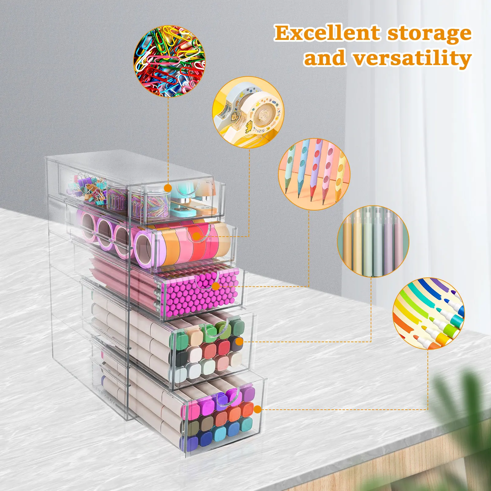 Acrylic Desk Organizer Storage Box Clear