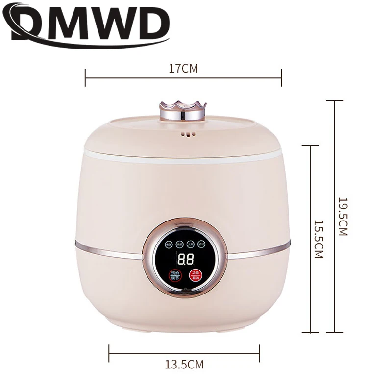 DMWD Mini Rice Cooker Automatic Household Kitchen Smart Electric Cooking machine 1-2 People Food Warmer Steamer 1.6L Rice Cooker 6