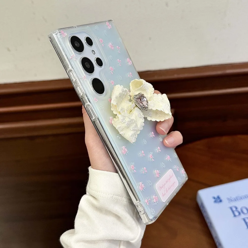 Aurora Gradient Cartoon Flower Glitter Diamond Phone Case