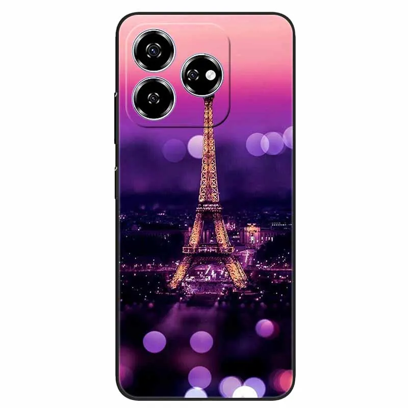 Stylish Black TPU Soft Silicone Phone Cover with Artistic Design