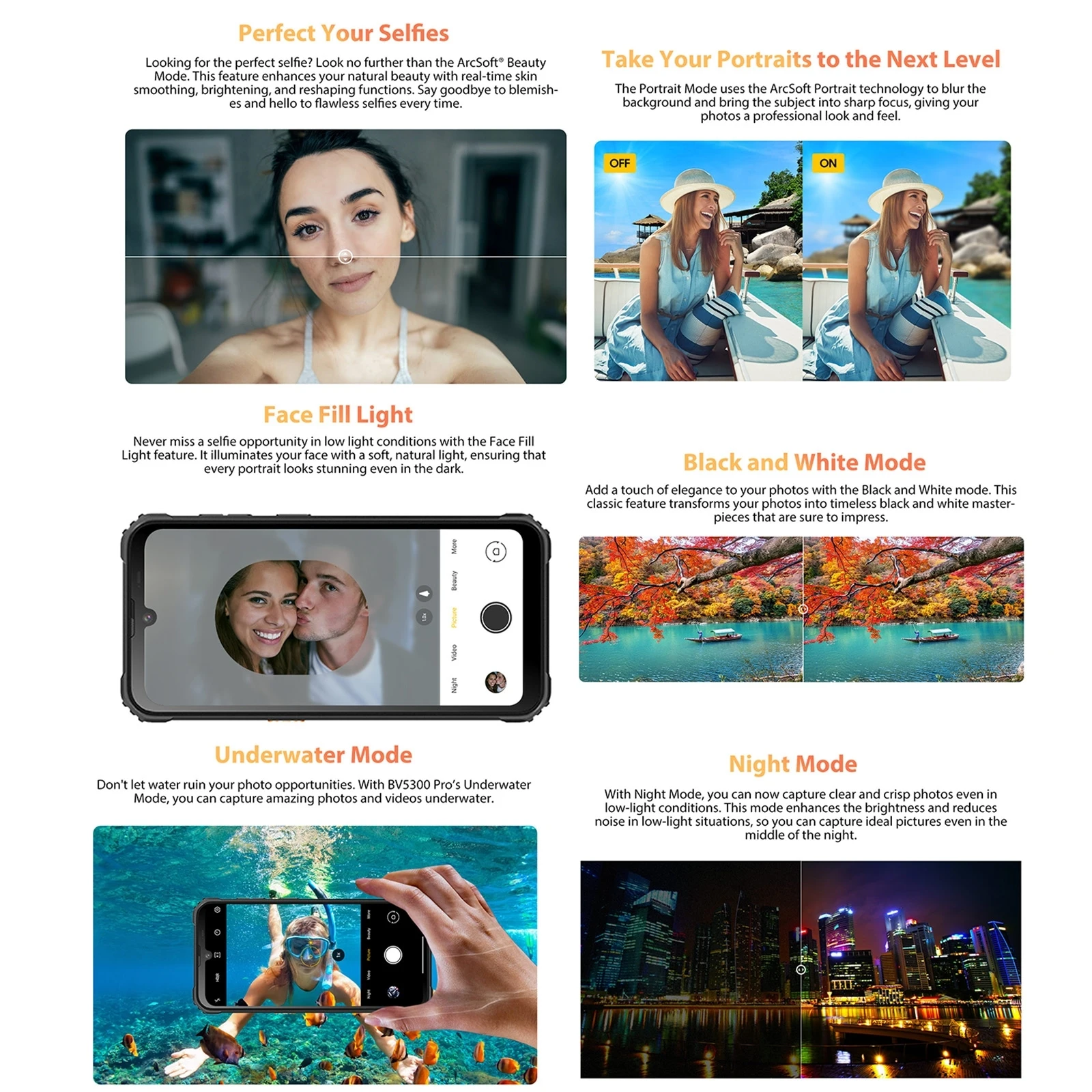 Blackview BV5300 Pro Rugged Phone 4GB+64GB IP68 Waterproof 6580mAh 6.1 inch Android 12 Helio G35 Octa Core NFC 4G Smartphone