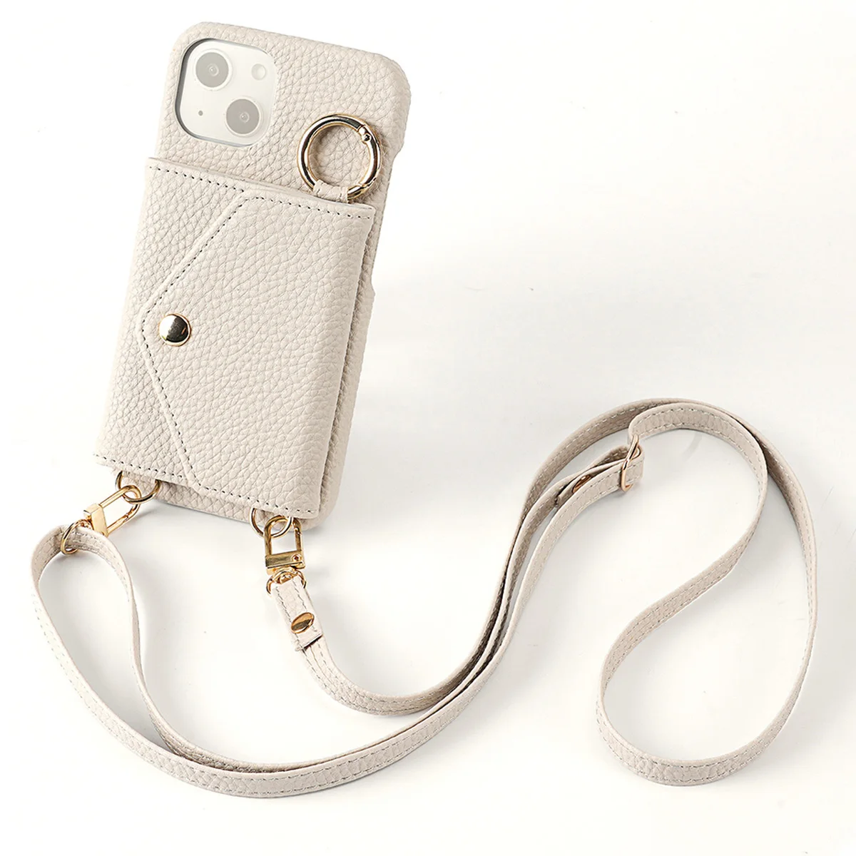 Elegant Leather Phone Case with Long Lanyard and Mirror - Anti-Drop Protection