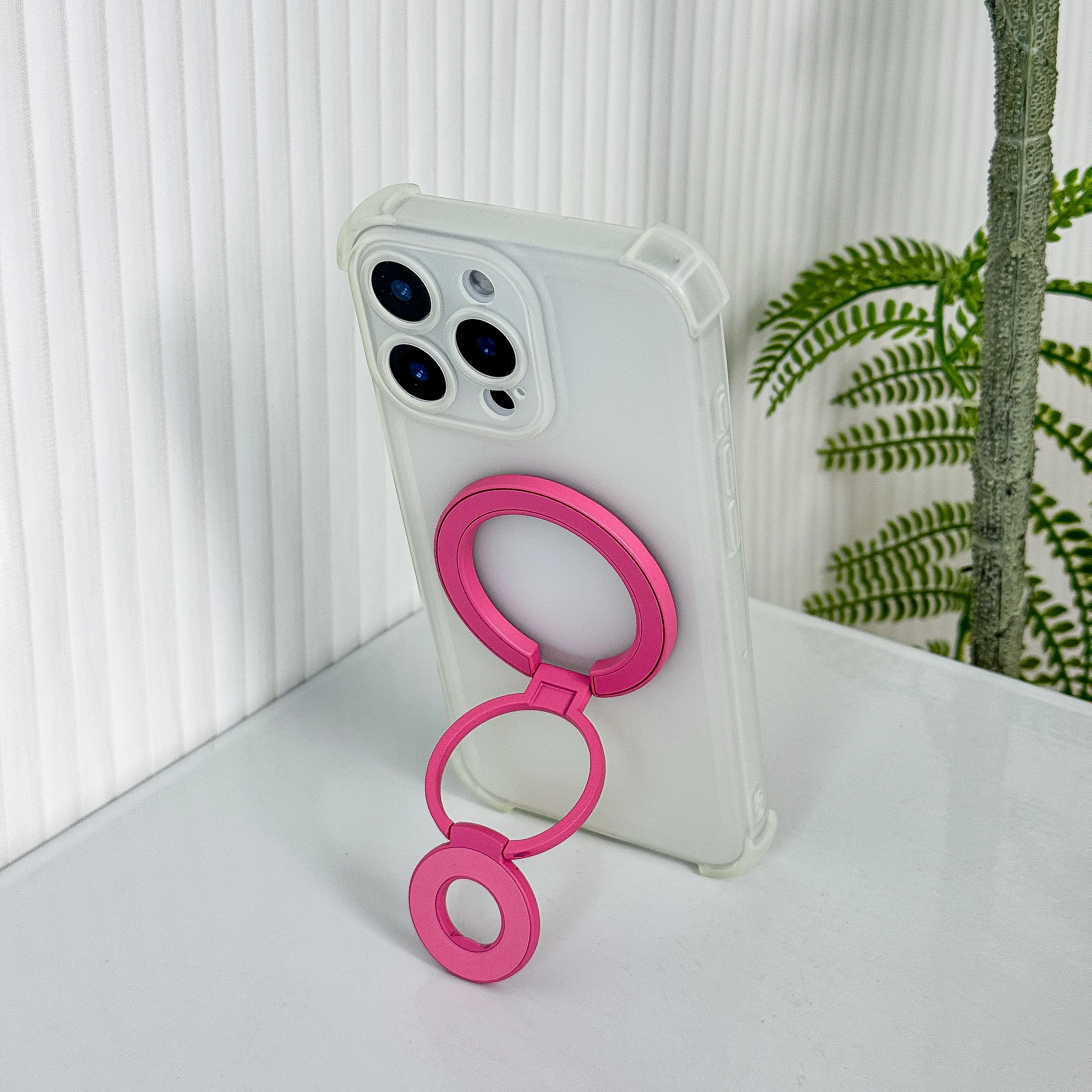 Dual-Sided Magnetic Tri-Fold Ring Phone Stand Holder - Portable Design