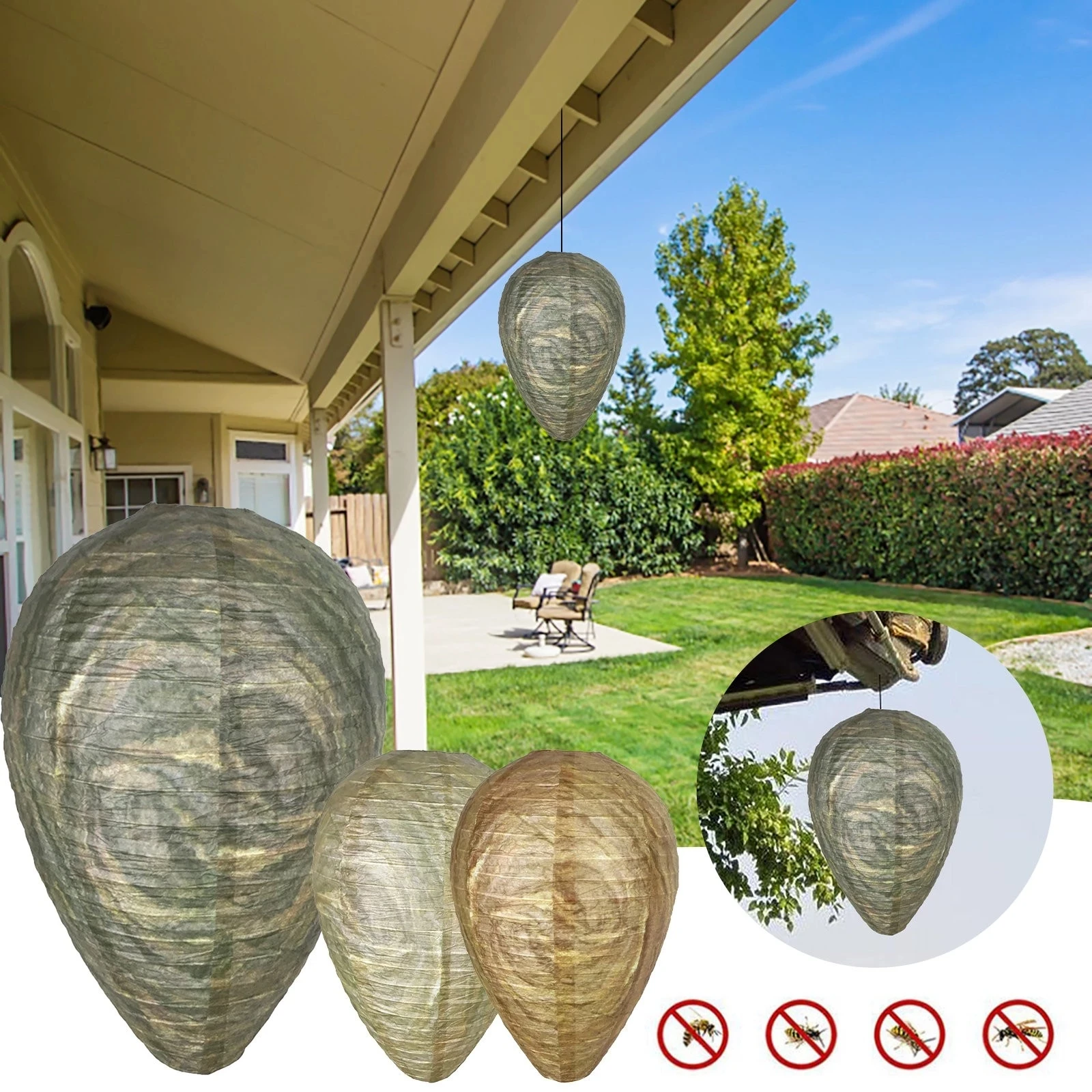 Wasp Lantern Trap 1PCS Wasp Lantern Nest Bait Fake Beehive Hanging Insect Repellent Natural Insect Trap