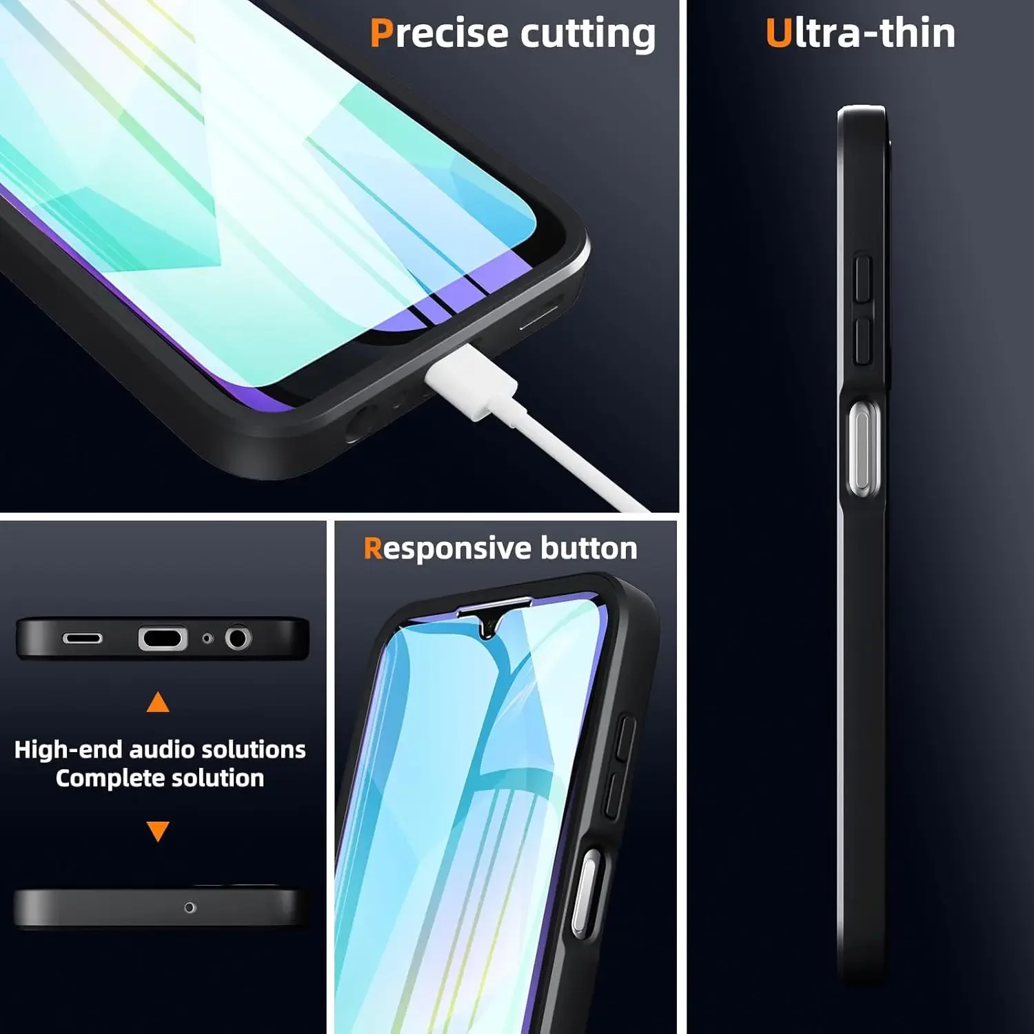 Heavy Duty Clear 360° Full Body Shockproof Protective Case with Skin Feel