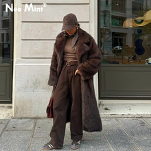 Vintage Long Faux Fox Fur Coat Women Winter Luxury Overcoat