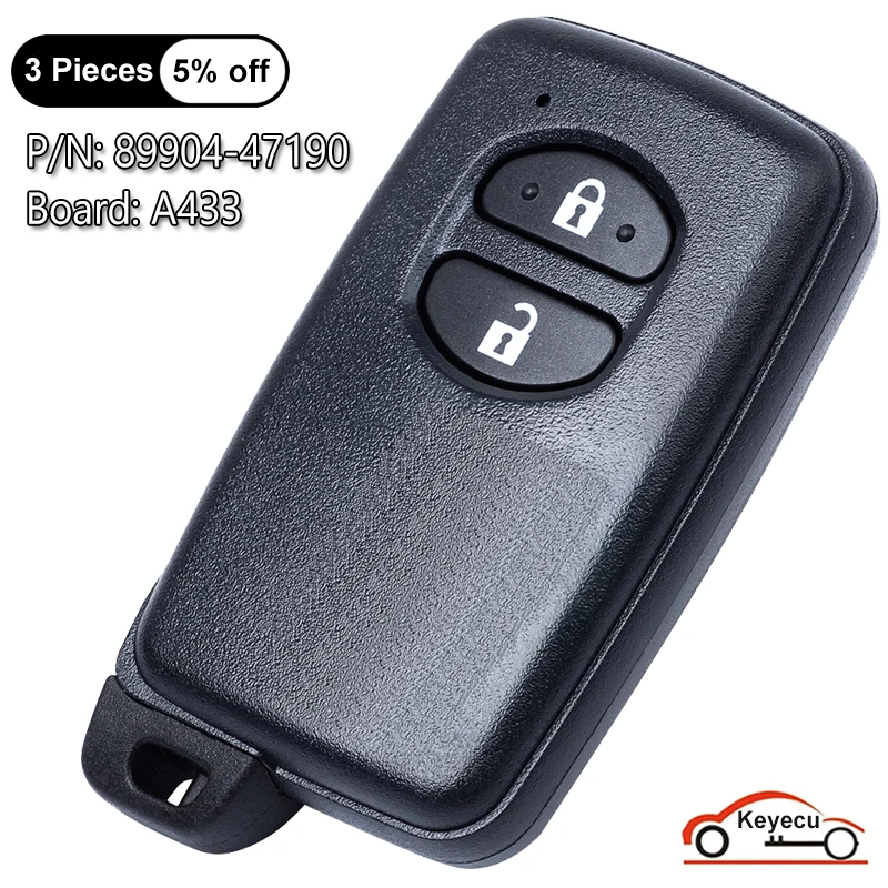 

KEYECU Keyless Go 2 Button for Toyota Prius IQ 2008-2014 Smart Key ASK 433MHZ B74EA P1 98 4D67 Chip FCC ID: 89904-47190 PCB A433