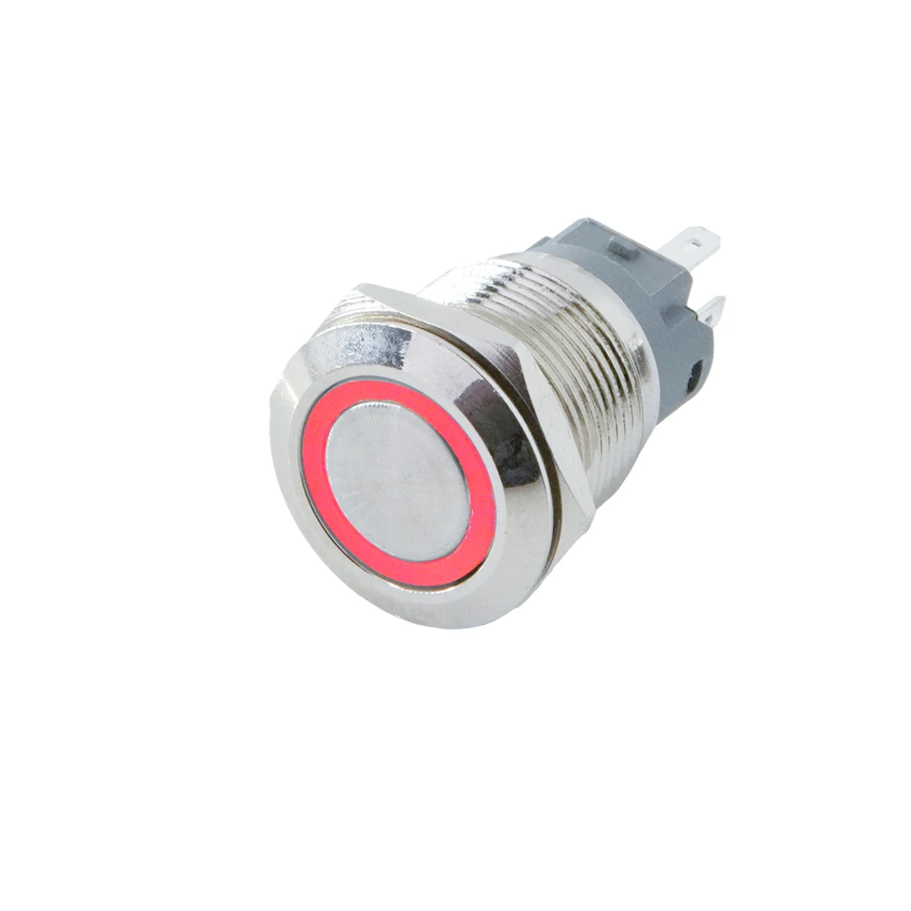 Push Button Switch 12mm 16mm 19mm 22mm Metal Self Reset Power Lock LED Light Waterproof Flat Circular 3-220v ip65