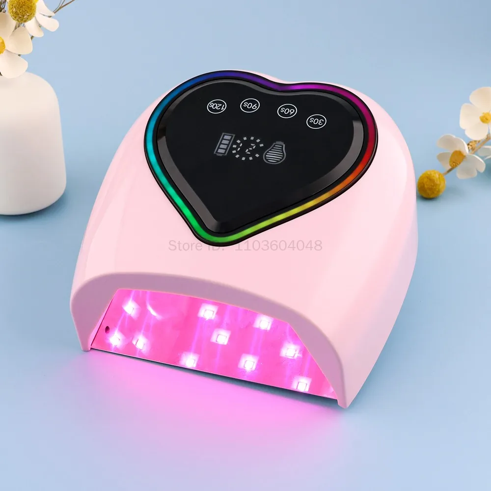 전문 충전식 네일 건조기 네일 램프 98W UV 램프 네일 경화 램프 LED 배터리 충전 네일 건조기 손톱 살롱 사용