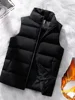 Men's Thiened down Cotton Vest Autumn Winter Outerwear Jaet Stand Collar Coat Youth Faion Zipper Decoration Embellied