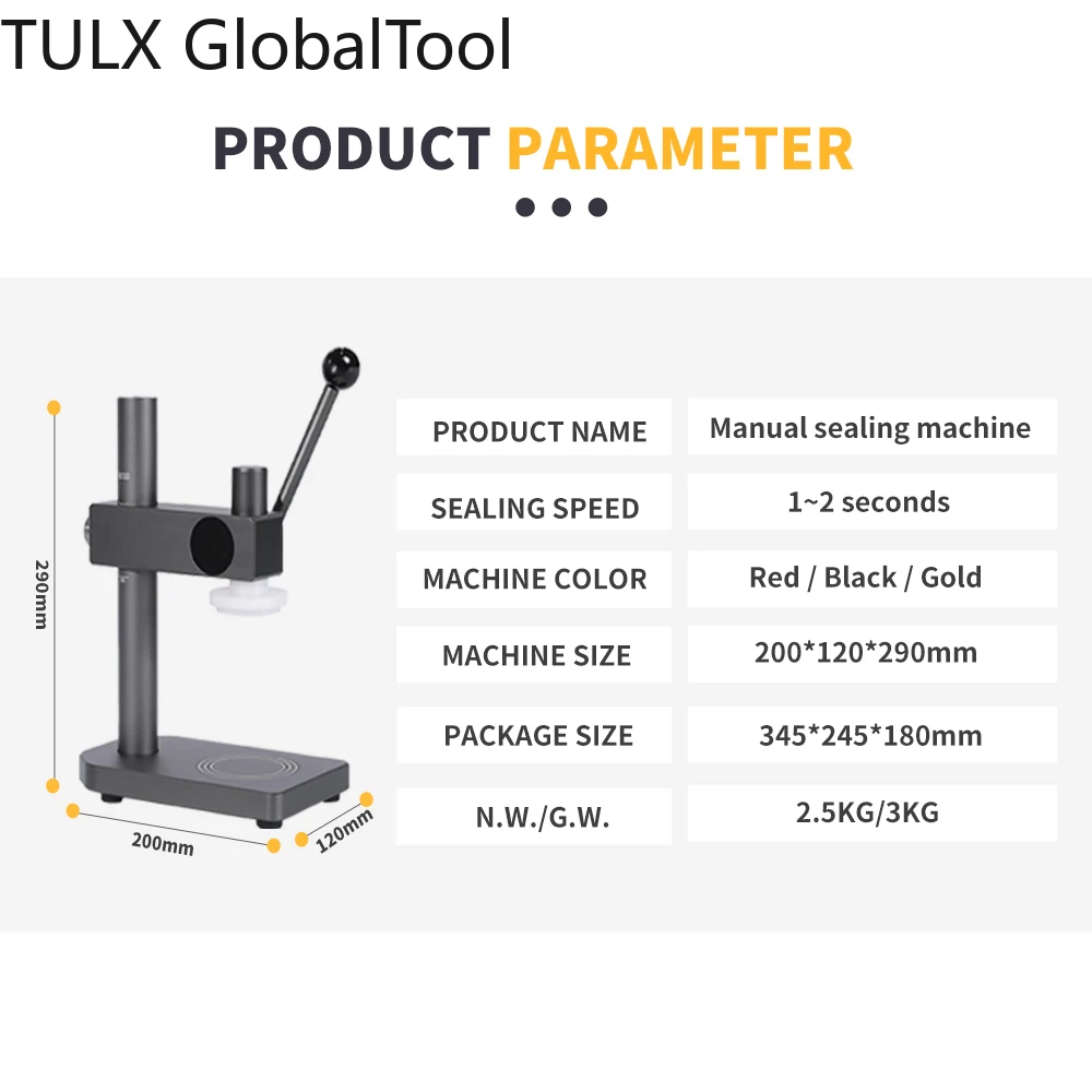 TULX 수동 핸드프레스 캔 밀봉기, 플라스틱 음료 캔용, 간편 작동, 휴대용 스테인리스 스틸 주스병 실러