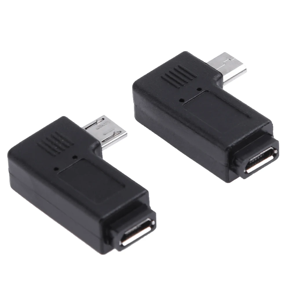 2개입 마이크로 USB 암-수 커넥터 좌우 90도 각도 마이크로 USB-마이크로 USB 엘보 컨버터