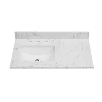 Engineered Stone Bathroom Vanity Top 36" with Undermount Left Side Sink Waterproof Anti-Scratches Easy to Clean 1