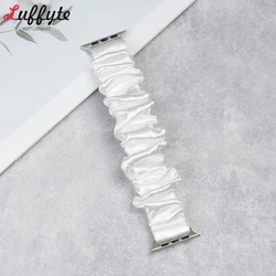 Elegant Elastic Scrunchie Watch Strap - Ultra Loop Bracelet - 42mm 44mm 45mm 49mm (White)