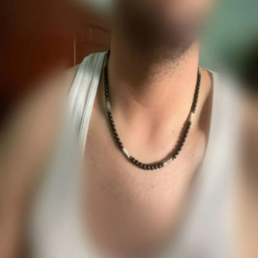 Men Natural Stone Necklace Stainless Steel Buckle Tiger Eyes