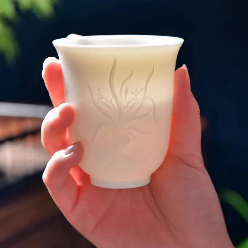 High Quality White Bone China Tea Cup Goat Fat Jade Ceramic Tea Cup Teacup Cute Cups and Mugs Japanese Mug Jingdezhen Teacups