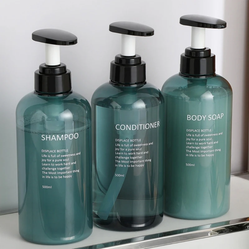 Bathroom Soap Dispenser Shampoo Body Wash Hair Conditioner Bottle Plastic Storage Bottle Press Pump Sub 500ML 3pcs