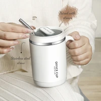 500ml Thermos Coffee Cup with Straw Stainless Steel Coffee Cup Mug with Lid Thermal Bottle for Coffee Mugs Thermal Cup Carry Mug 2