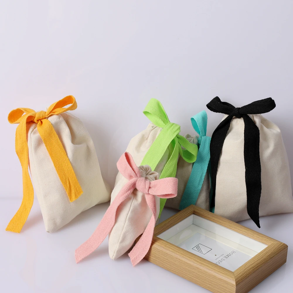 

Custom Logo Printed Eco-friendly Cotton Muslin Shopping Bag Natural Muslin Cotton Drawstring Shopping Bag